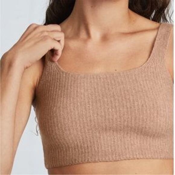 Everlane Tops - New Everlane Cozy Crop Tank Top Brown Stretch Wool Square Neck Sleeveless Sz XS
